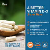 Dr. Tobias Vitamin D-3 5000 IU capsules in a hand