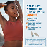 Dr. Tobias Women's Probiotics 5 Billion CFU capsules on a wooden surface