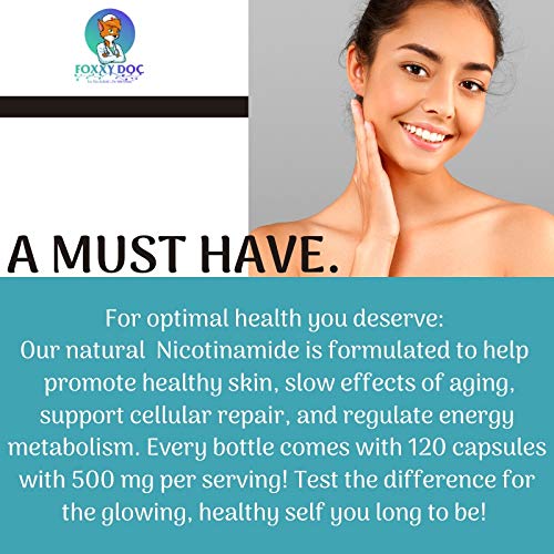 Dr. Valerie Nelson Nicotinamide Vitamin B3 500mg capsules on a wooden surface
