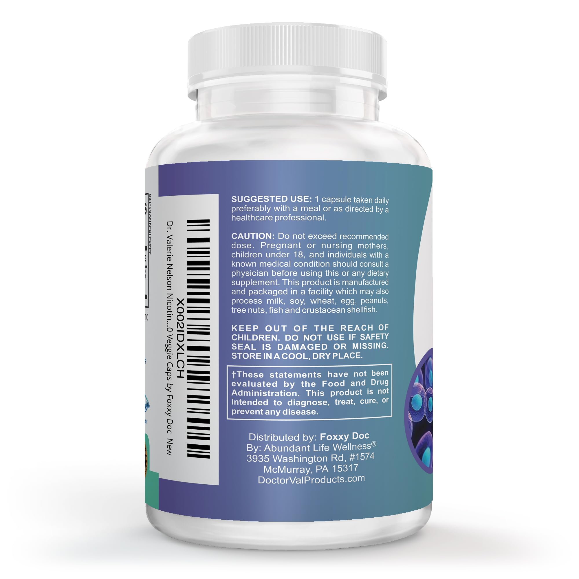 Dr. Valerie Nelson Nicotinamide Vitamin B3 500mg supplement bottle with label