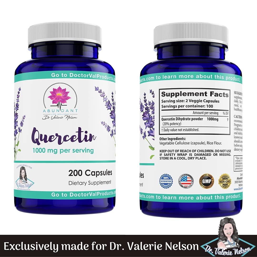 Dr. Valerie Nelson Quercetin 500mg Capsules bottle side view