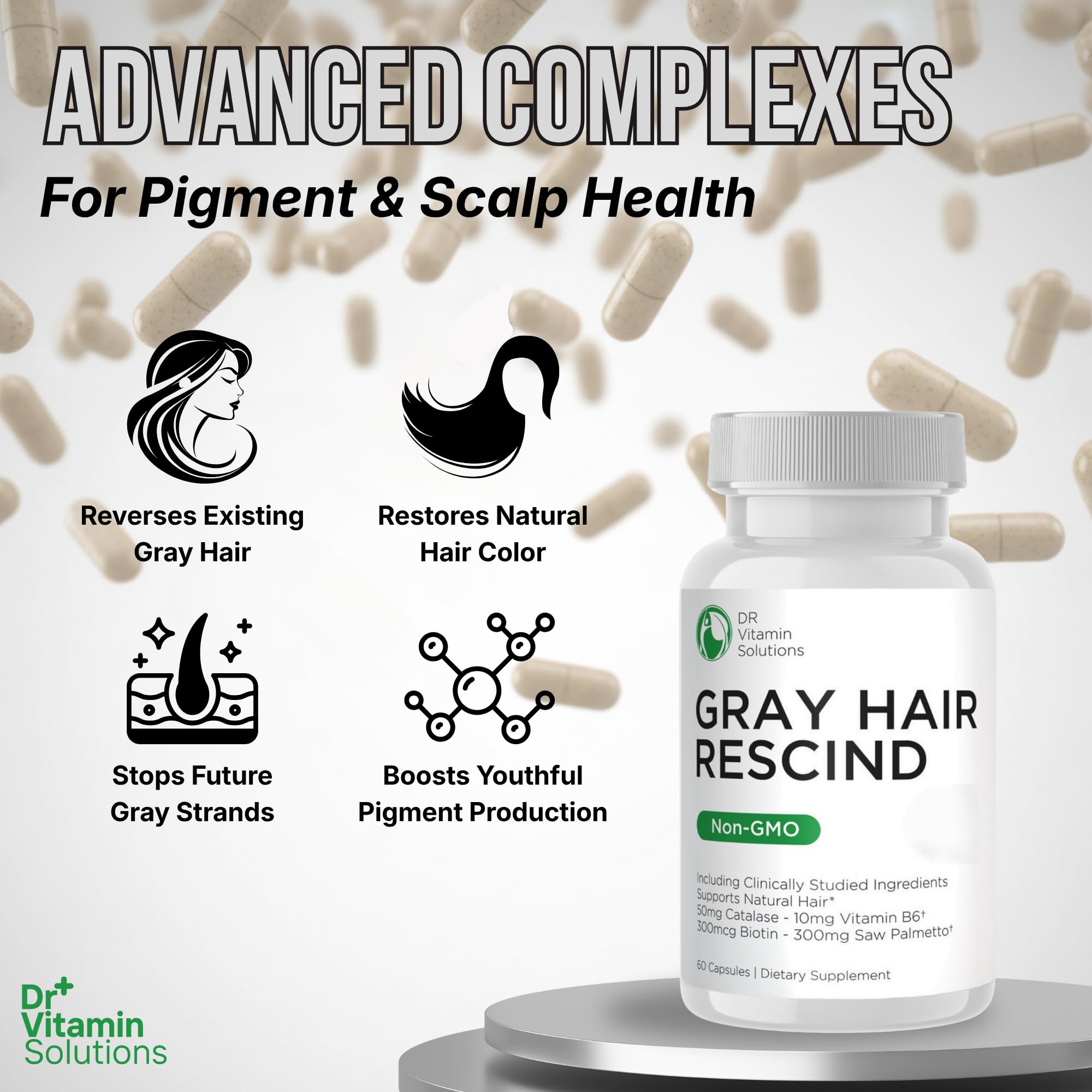 DR VITAMIN SOLUTIONS Gray Hair Rescind 60 Capsules ingredients list