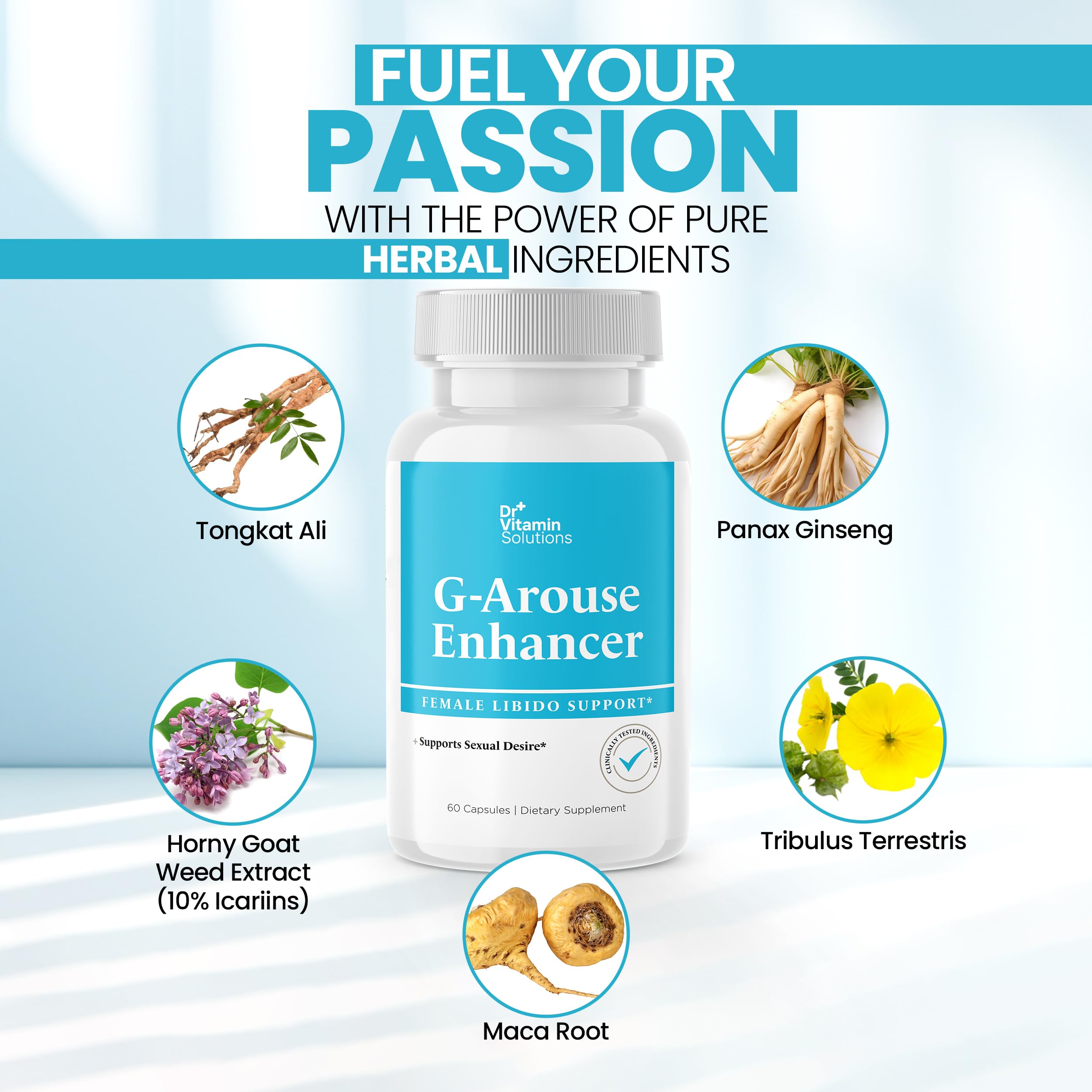 DR VITAMIN SOLUTIONS Horny Goat Weed Capsules with bottle open