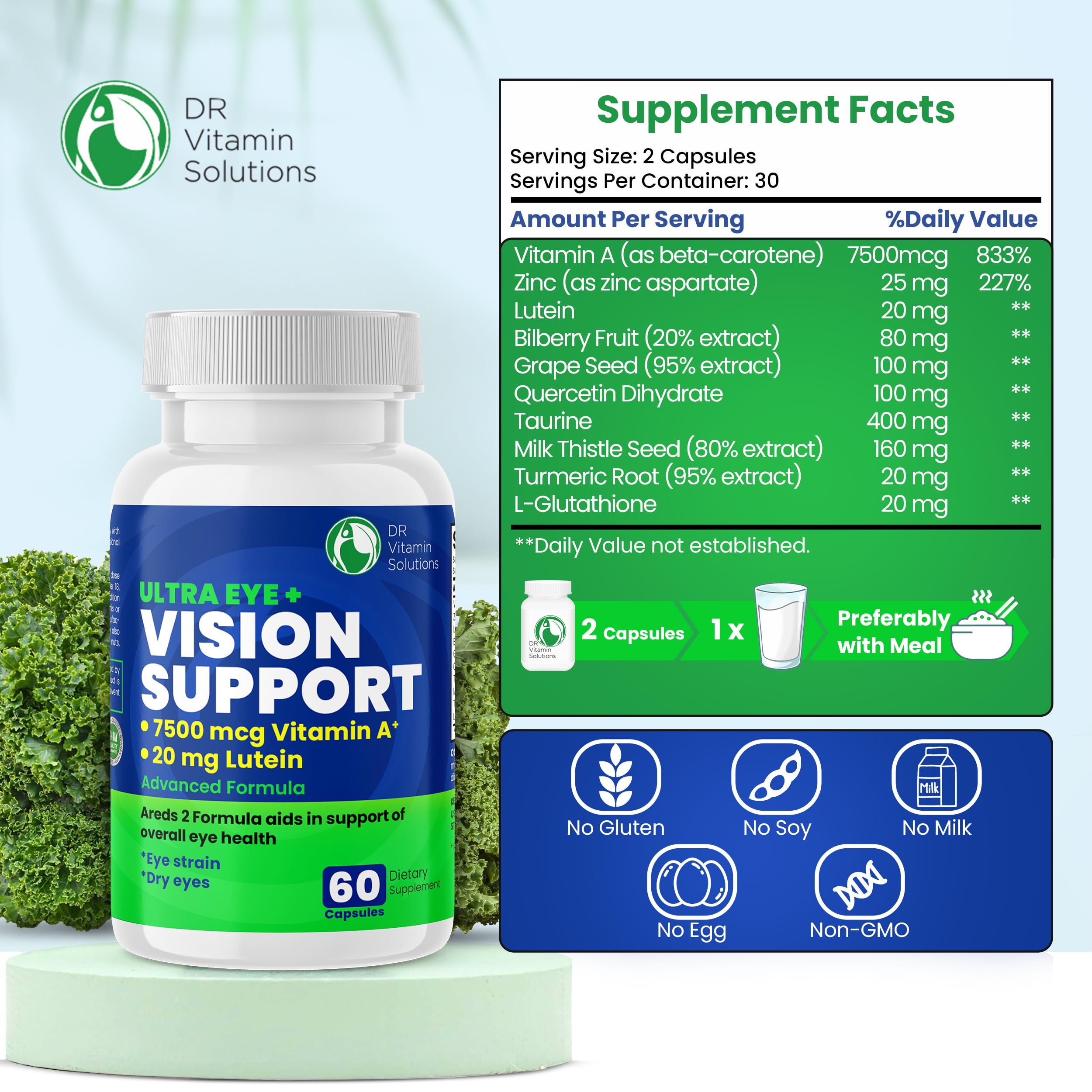 DR VITAMIN SOLUTIONS Lutein Capsules bottle side view