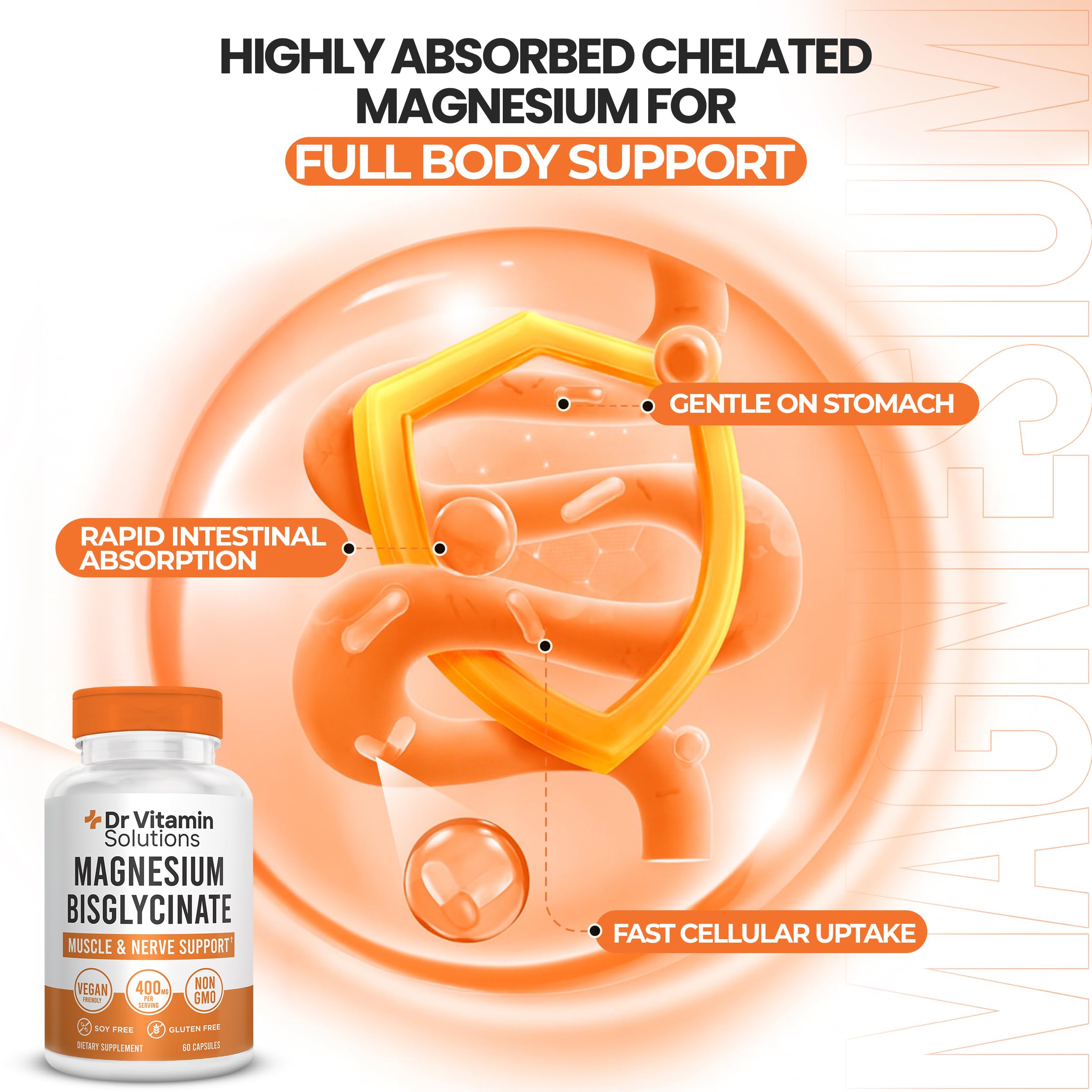 DR VITAMIN SOLUTIONS Magnesium Bisglycinate Chelate 400mg capsules in hand