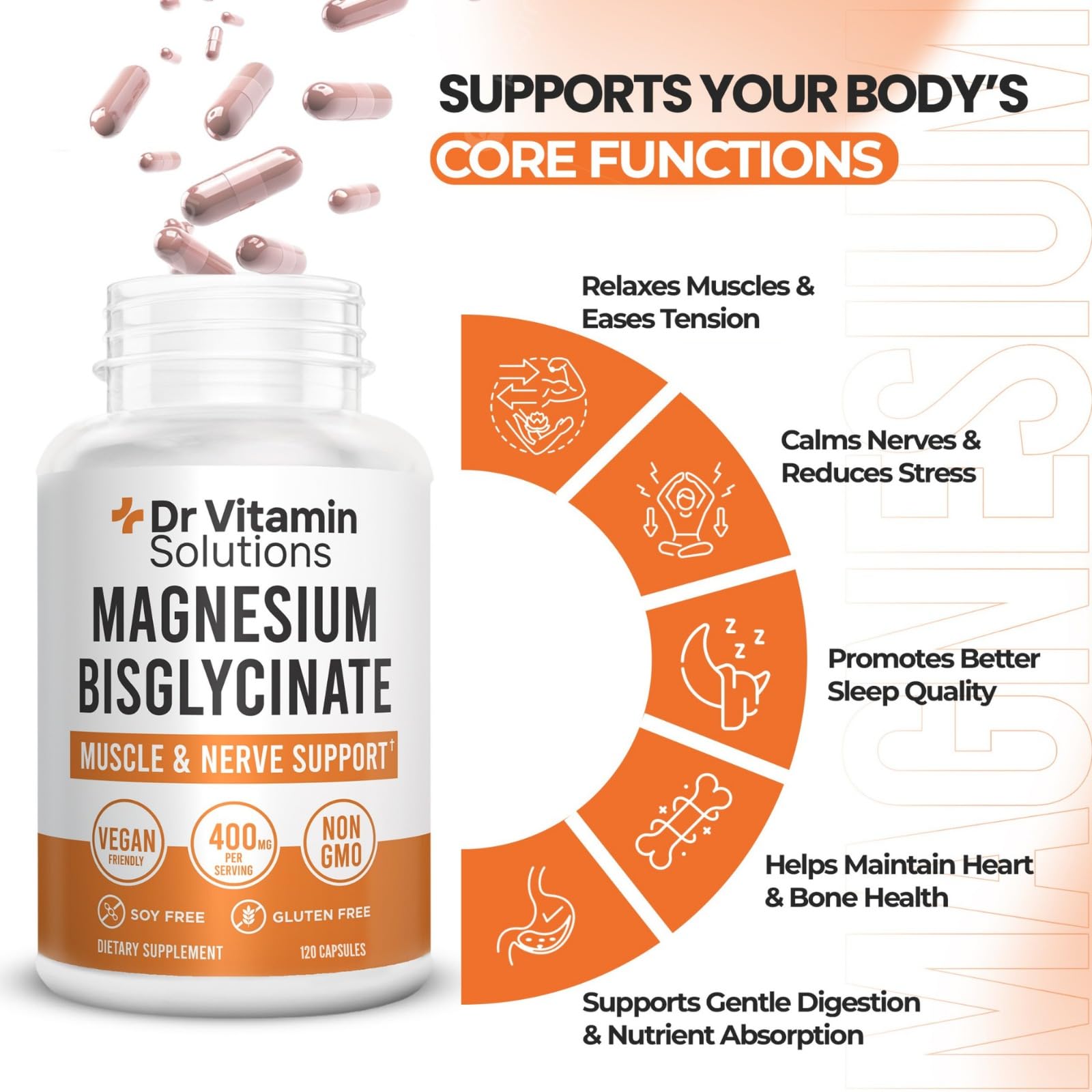 DR VITAMIN SOLUTIONS Magnesium Bisglycinate Chelate capsules with measuring spoon