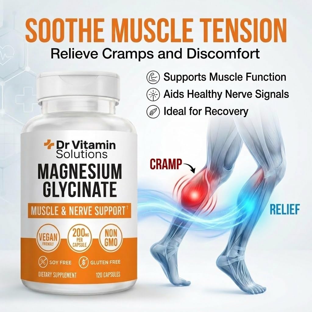 DR VITAMIN SOLUTIONS Magnesium Glycinate Capsules 200mg back of bottle