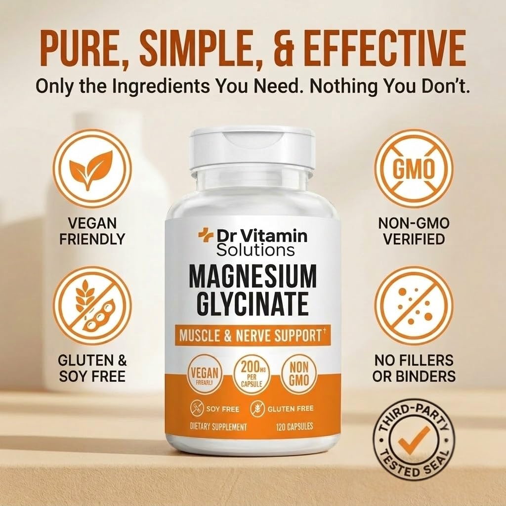 DR VITAMIN SOLUTIONS Magnesium Glycinate Capsules 200mg capsule close-up