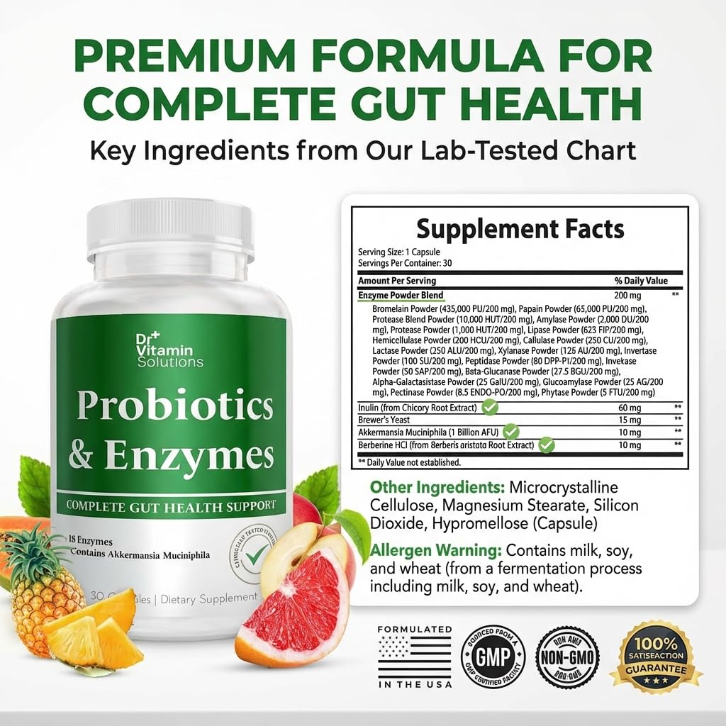 DR VITAMIN SOLUTIONS Multi-Enzyme Capsules label close-up