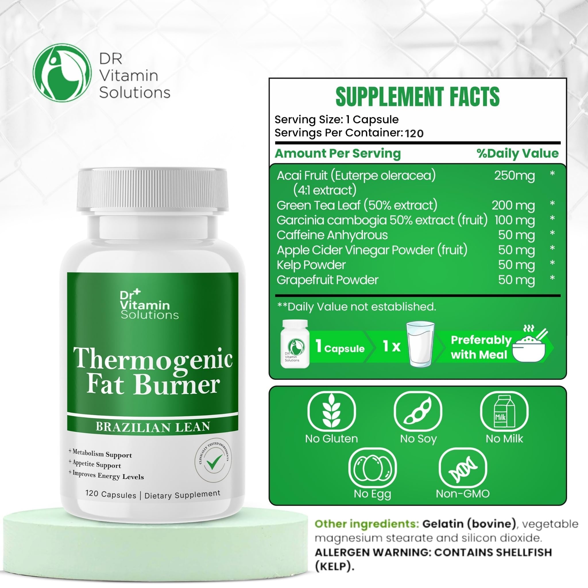 DR VITAMIN SOLUTIONS Thermogenic Belly Fat Burner side view