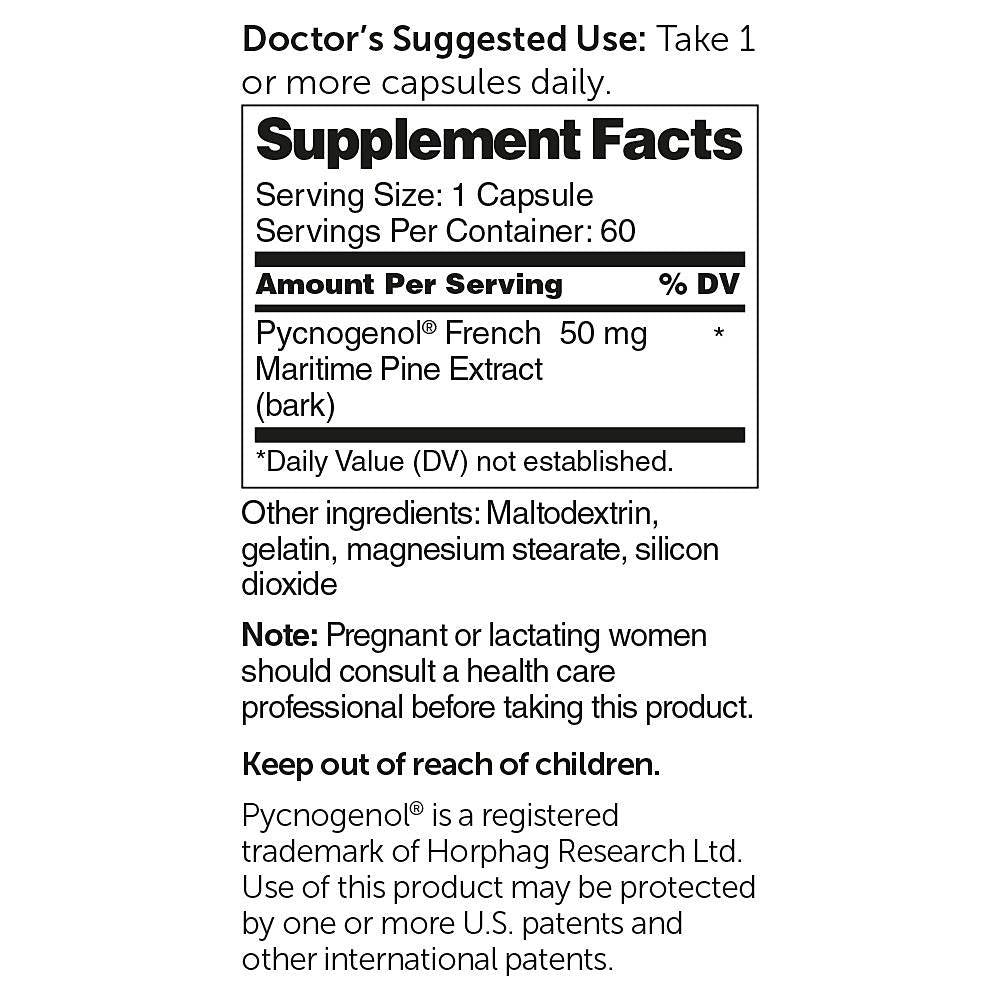 DR.WHITAKER Pycnogenol 50mg capsules side view