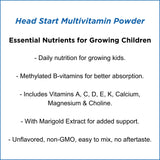 Dr. Wholeness Head Start Multivitamin Powder spoonful on a wooden table