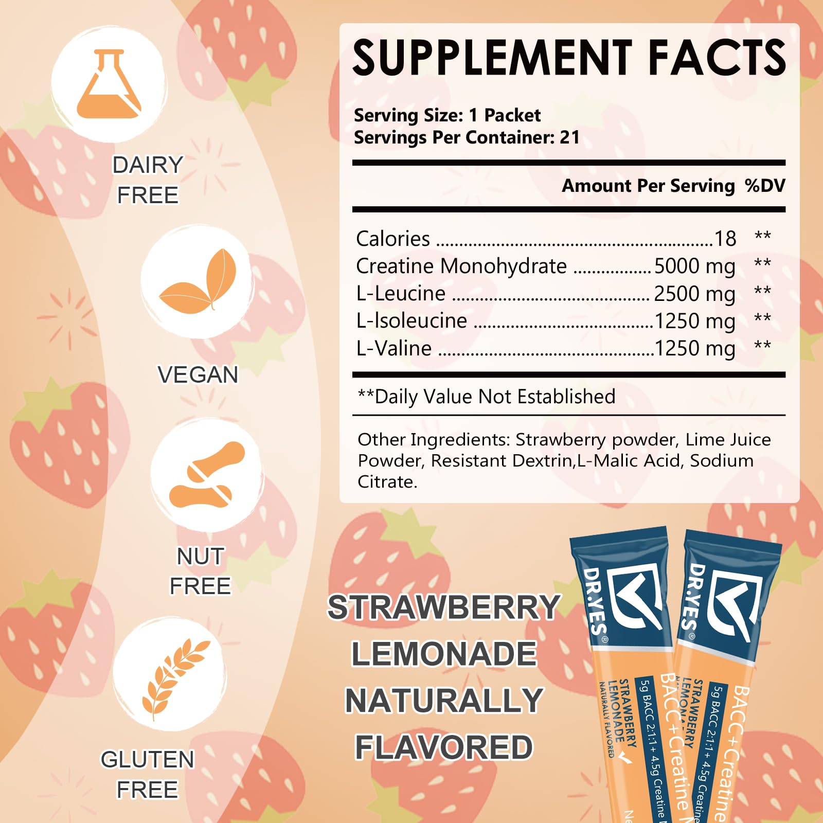 DR YES Creatine Monohydrate Powder nutritional information