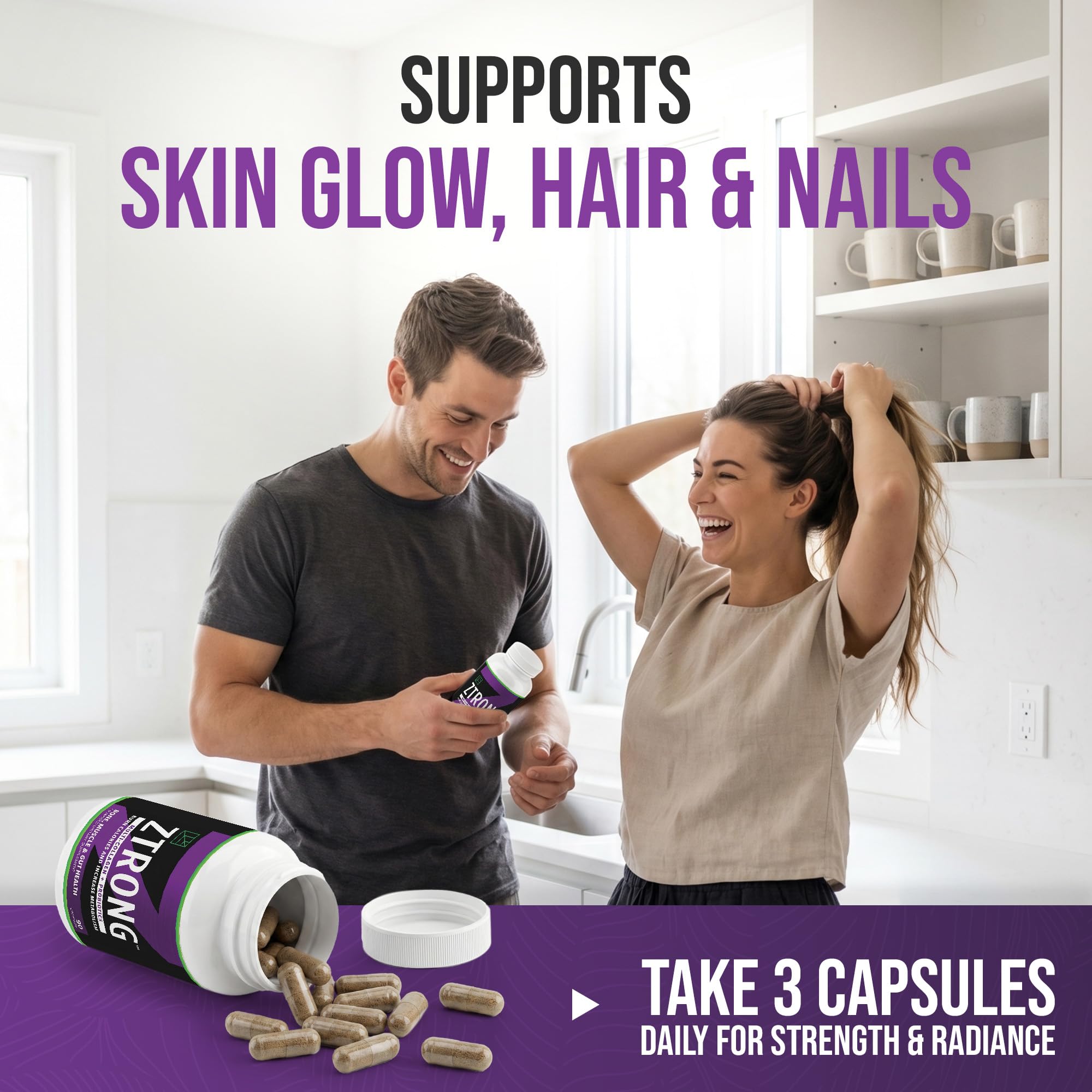 Dr. Zisman ZT Slimming Tea Collagen Capsules on a wooden table