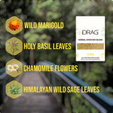 Drag Chamomile Flower Herbal Blend 9g side view showing kraft paper resealable bag