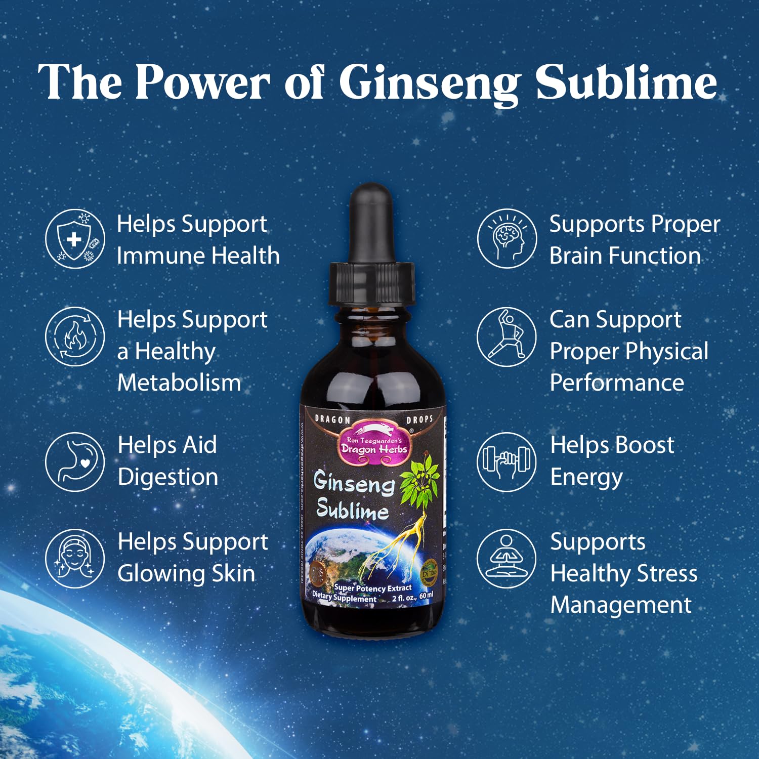 Dragon Herbs Ginseng Sublime 118g bottle side view