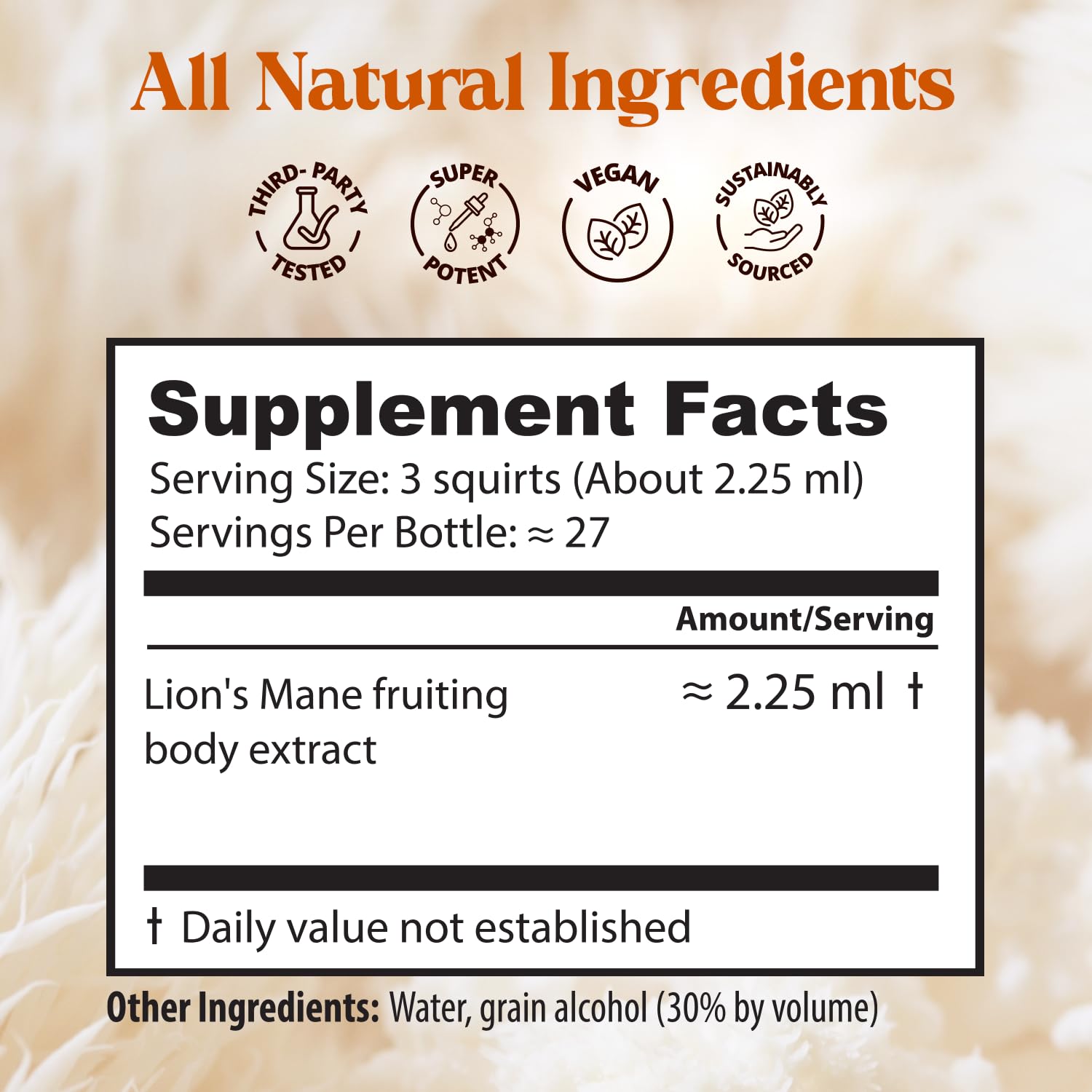 Dragon Herbs Lion's Mane Mushroom Tincture 57g close-up of dropper
