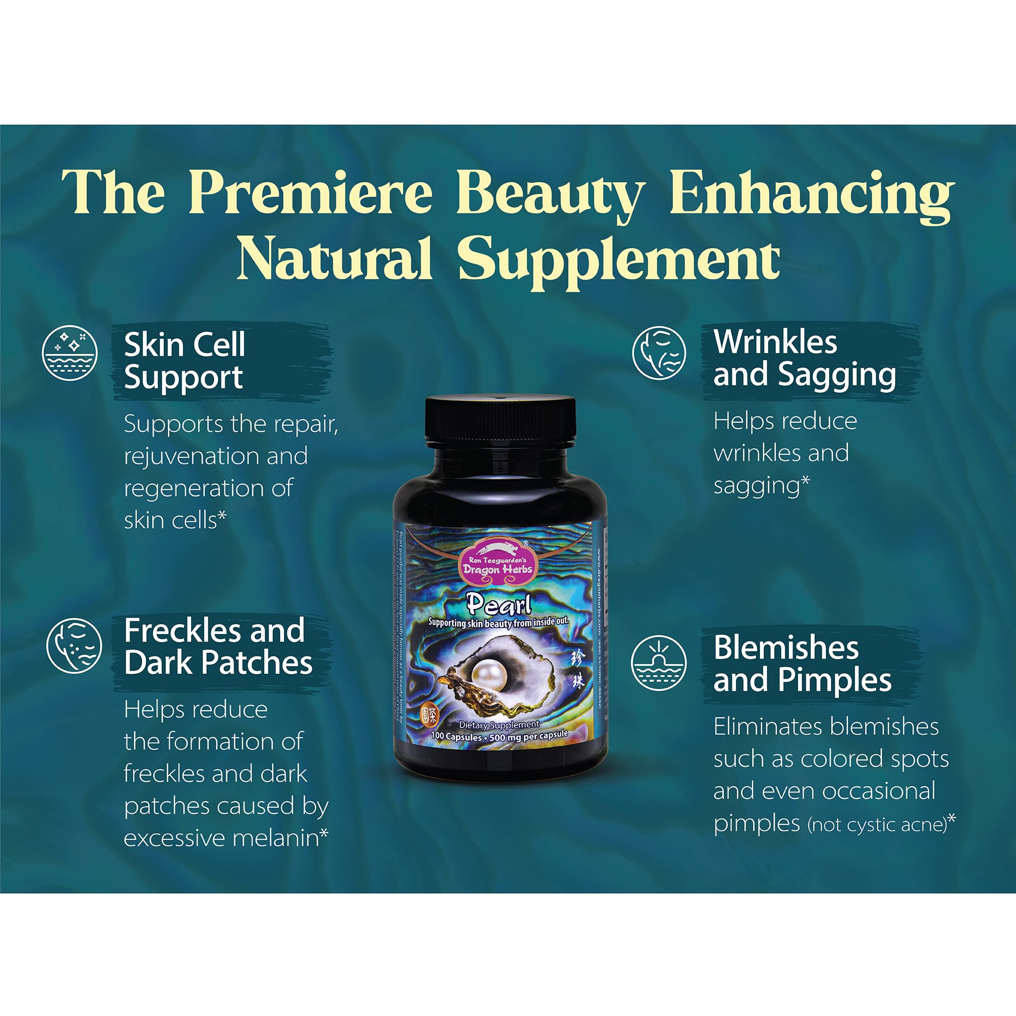 Dragon Herbs Pearl Powder Capsules side view showing capsule details