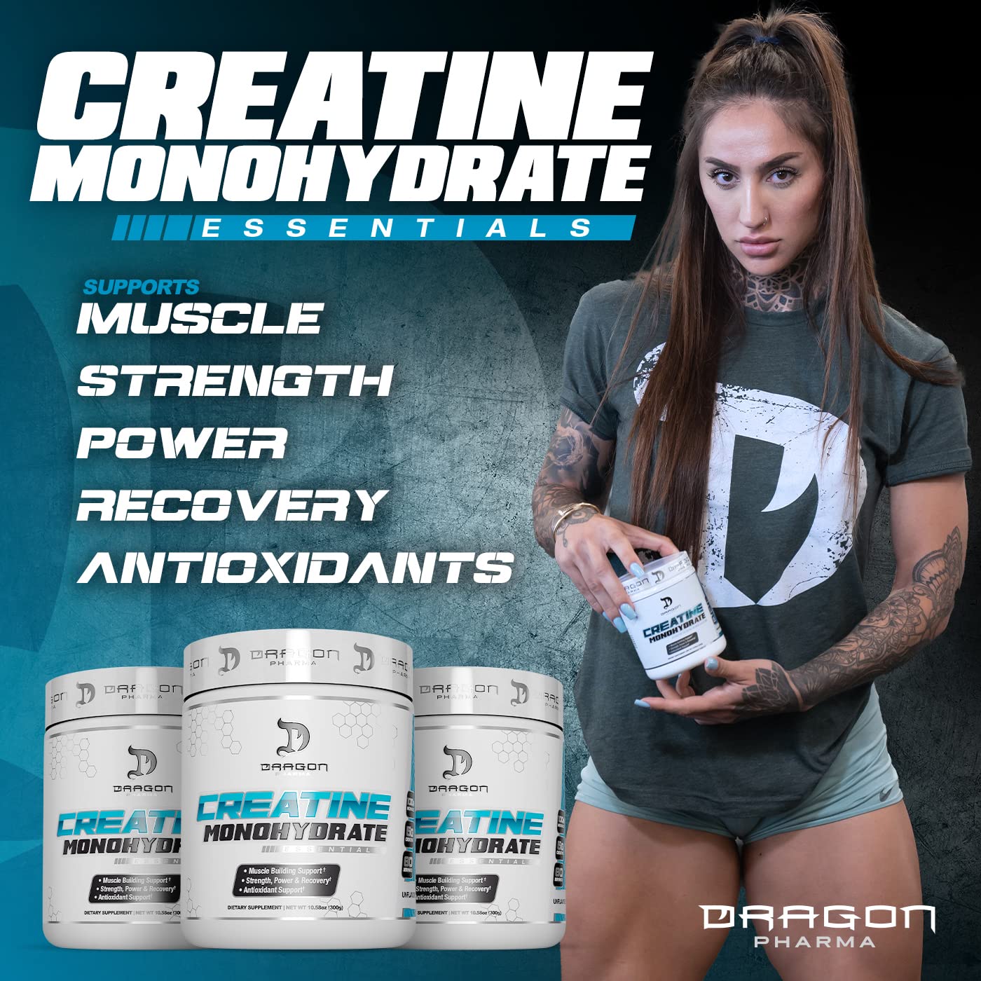 DRAGON PHARMA Creatine Monohydrate 300g back view