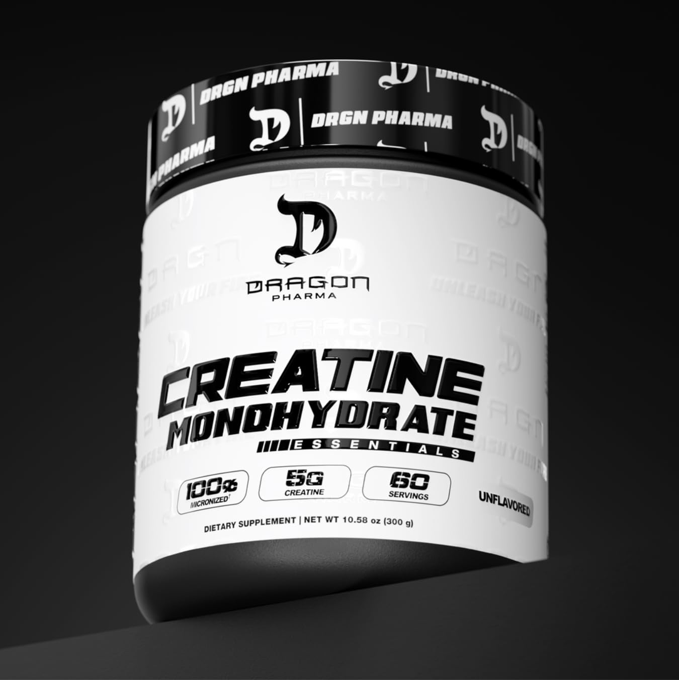 DRAGON PHARMA Creatine Monohydrate 300g scoop inside container