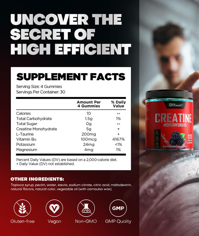 Dralot Nutrition Creatine Monohydrate Gummies close-up of gummies