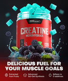 Dralot Nutrition Creatine Monohydrate Gummies with a scoop and gummies scattered