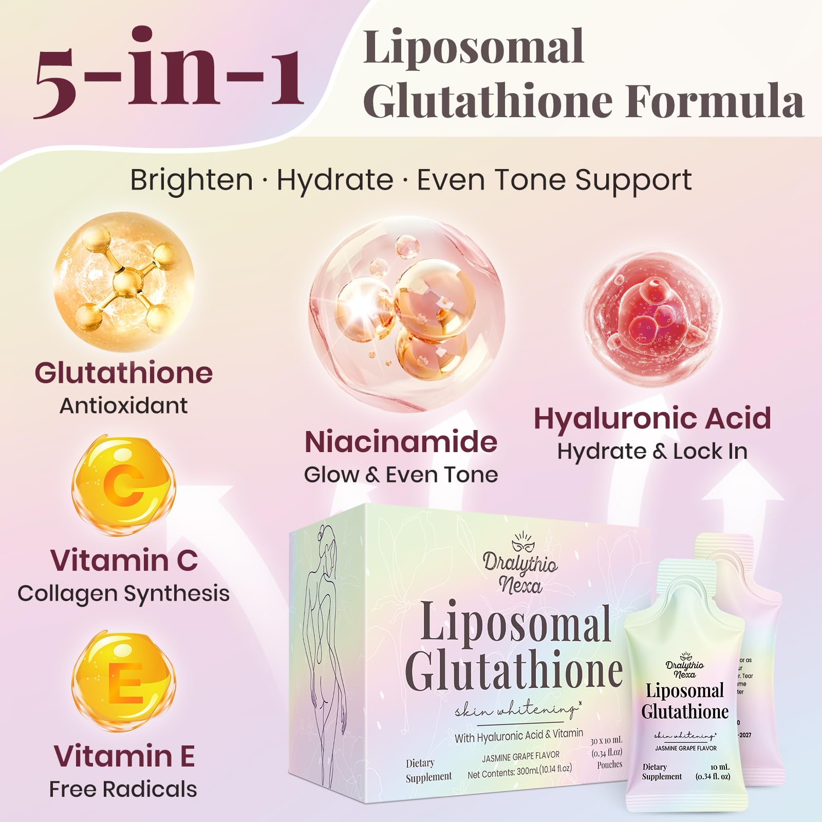 DRALYTHIO NEXA Liposomal Glutathione Supplement grape and jasmine flavour