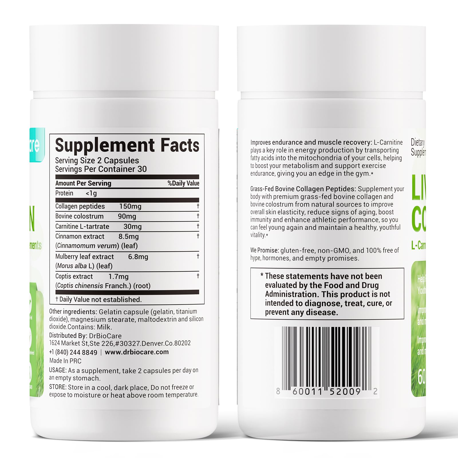DrBioCare Collagen Supplement capsules in a hand