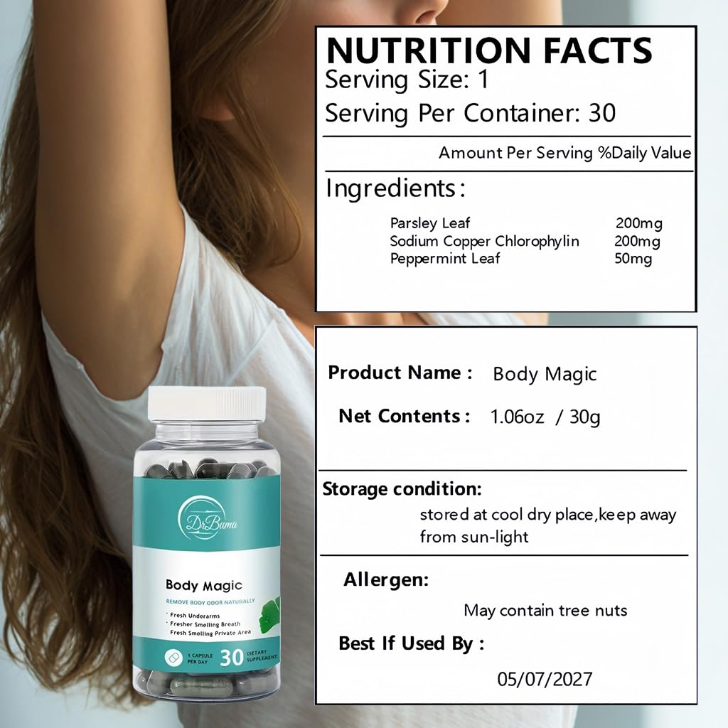 DrBuma Chlorophyll Capsules 300mg packaging details