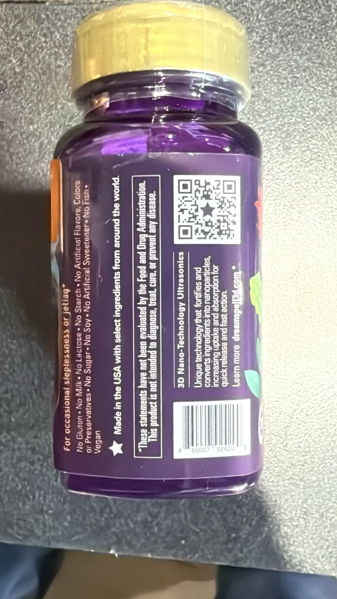 Dream Spell 3D Natural-Based Sleep Aid side view of packaging