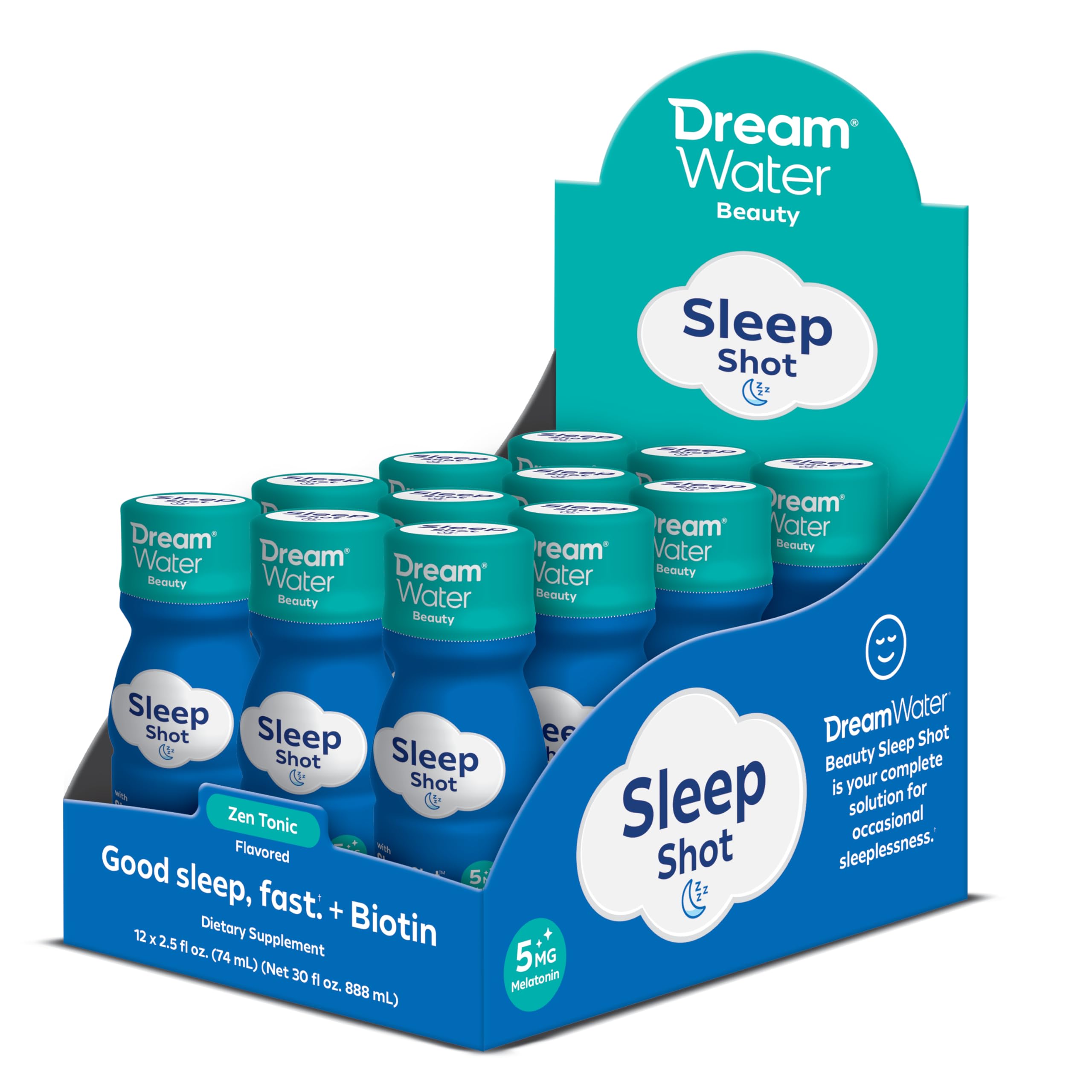 Dream Water Beauty Sleep Aid Supplement 2.5 oz liquid shot front view