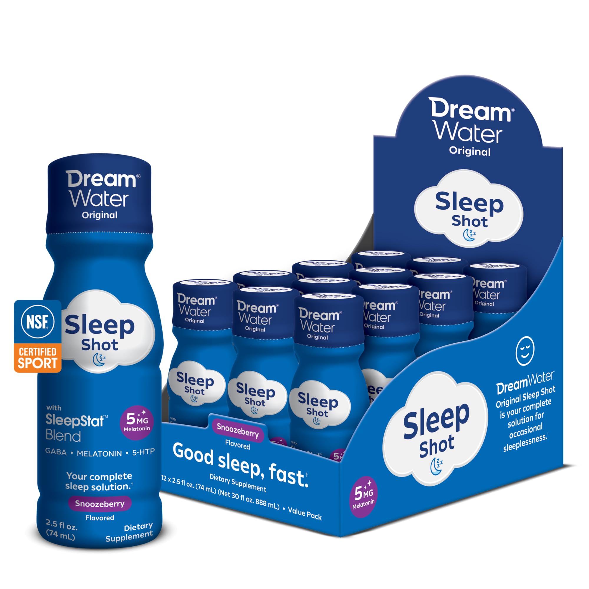 Dream Water Sleep Aid Liquid Shots Snoozeberry flavour front view