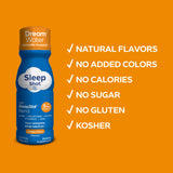 Dream Water Sleep Aid Supplement 5MG Melatonin liquid shot with a glass