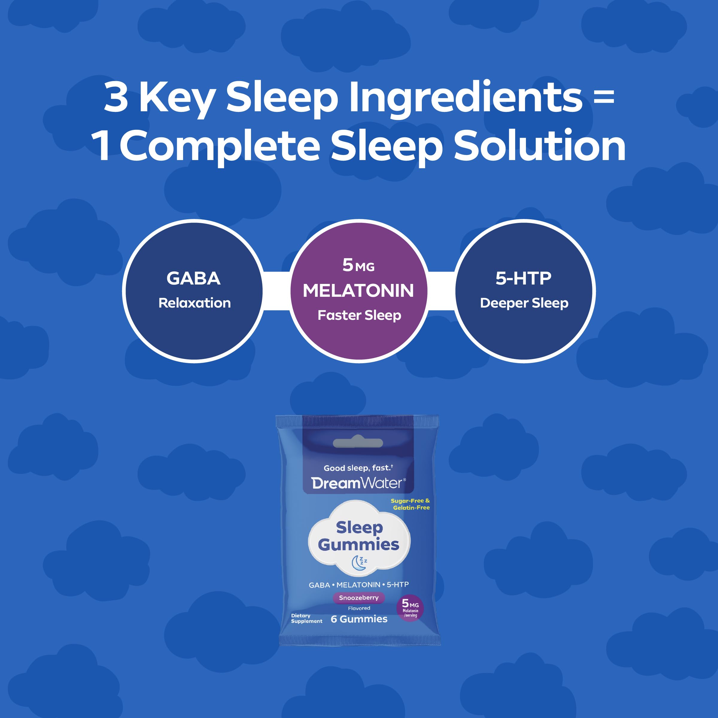 Dream Water Sleep Gummies Snoozeberry gummies on a table