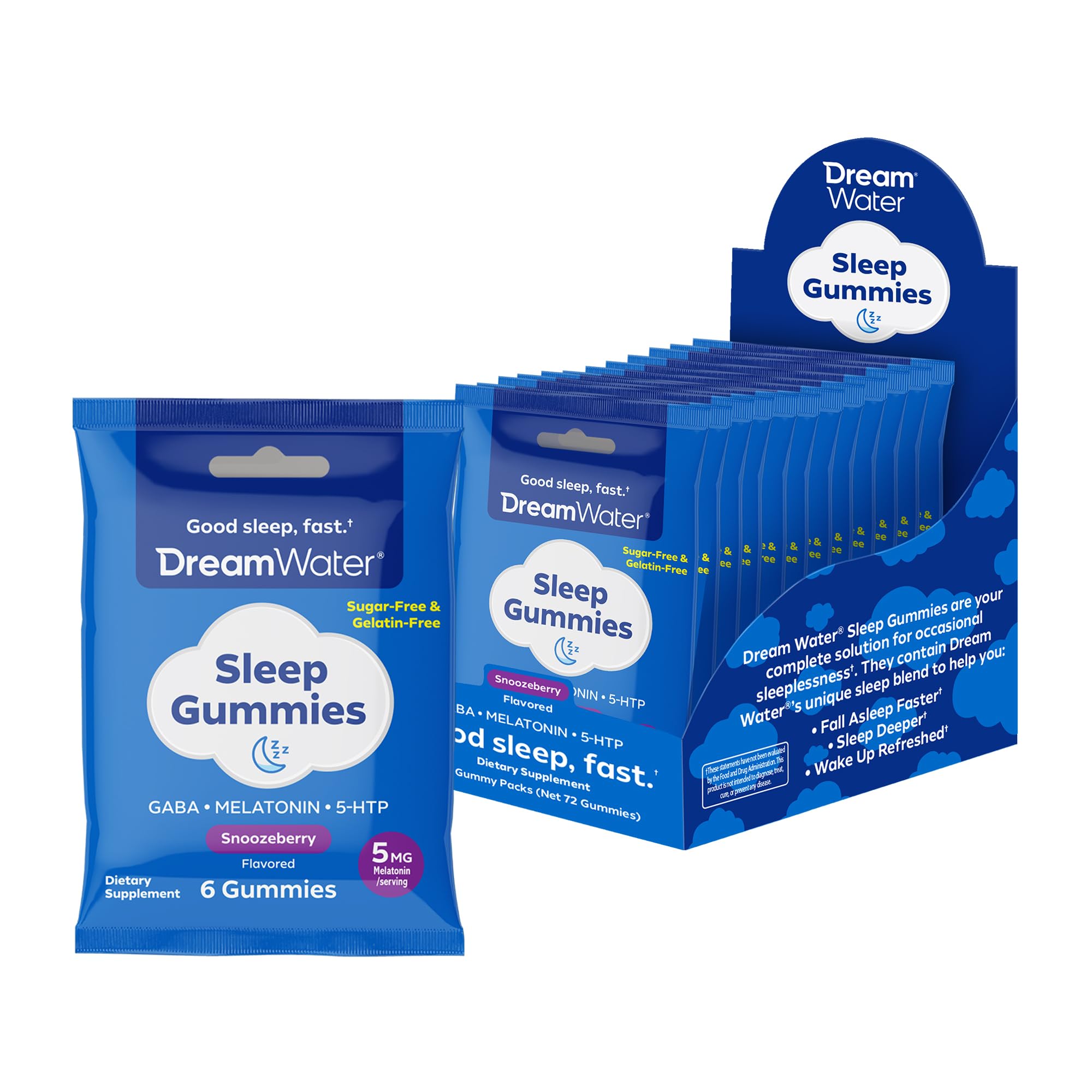 Dream Water Sleep Gummies Snoozeberry travel pouch front view
