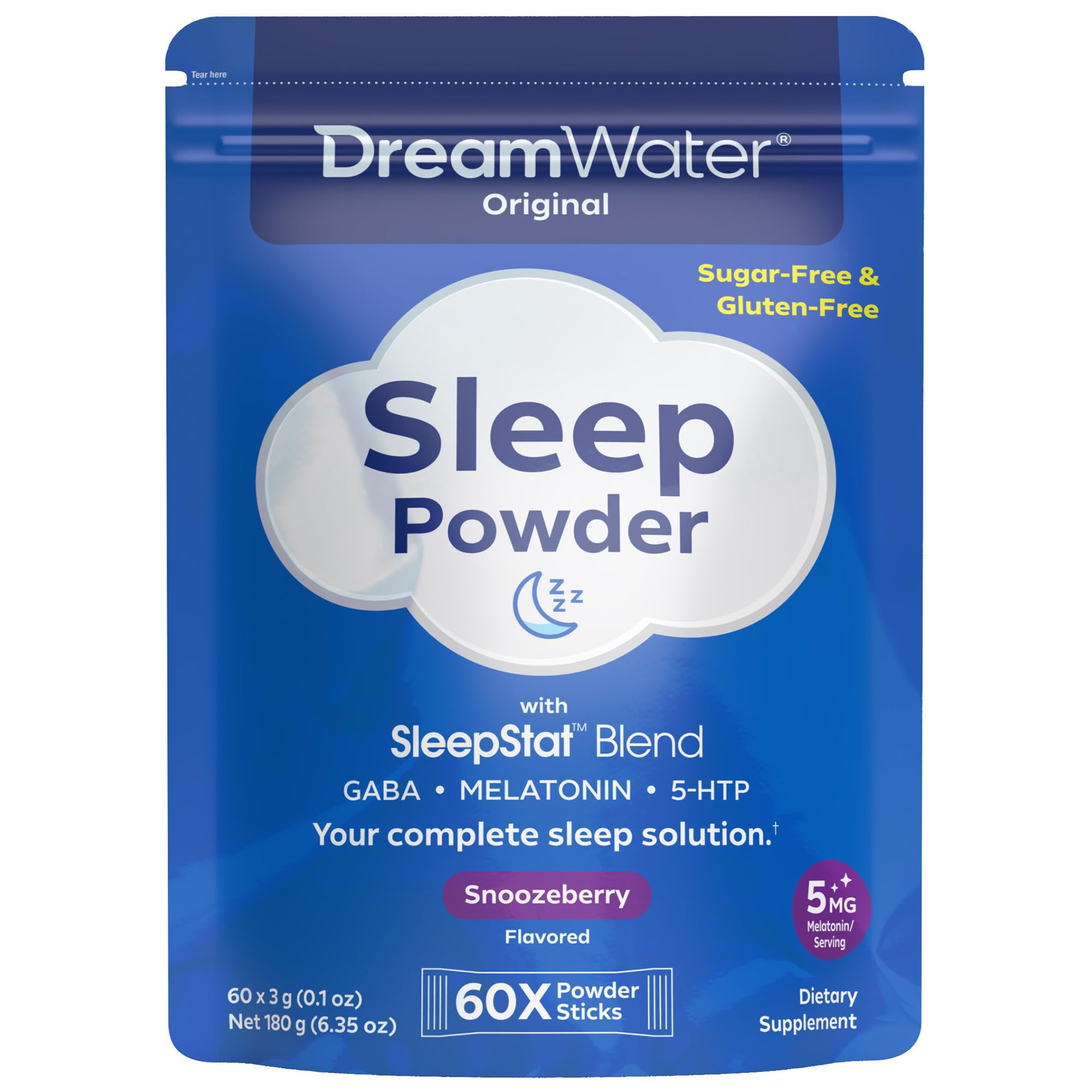 Dream Water Sleep Powder 60 Count front view packaging