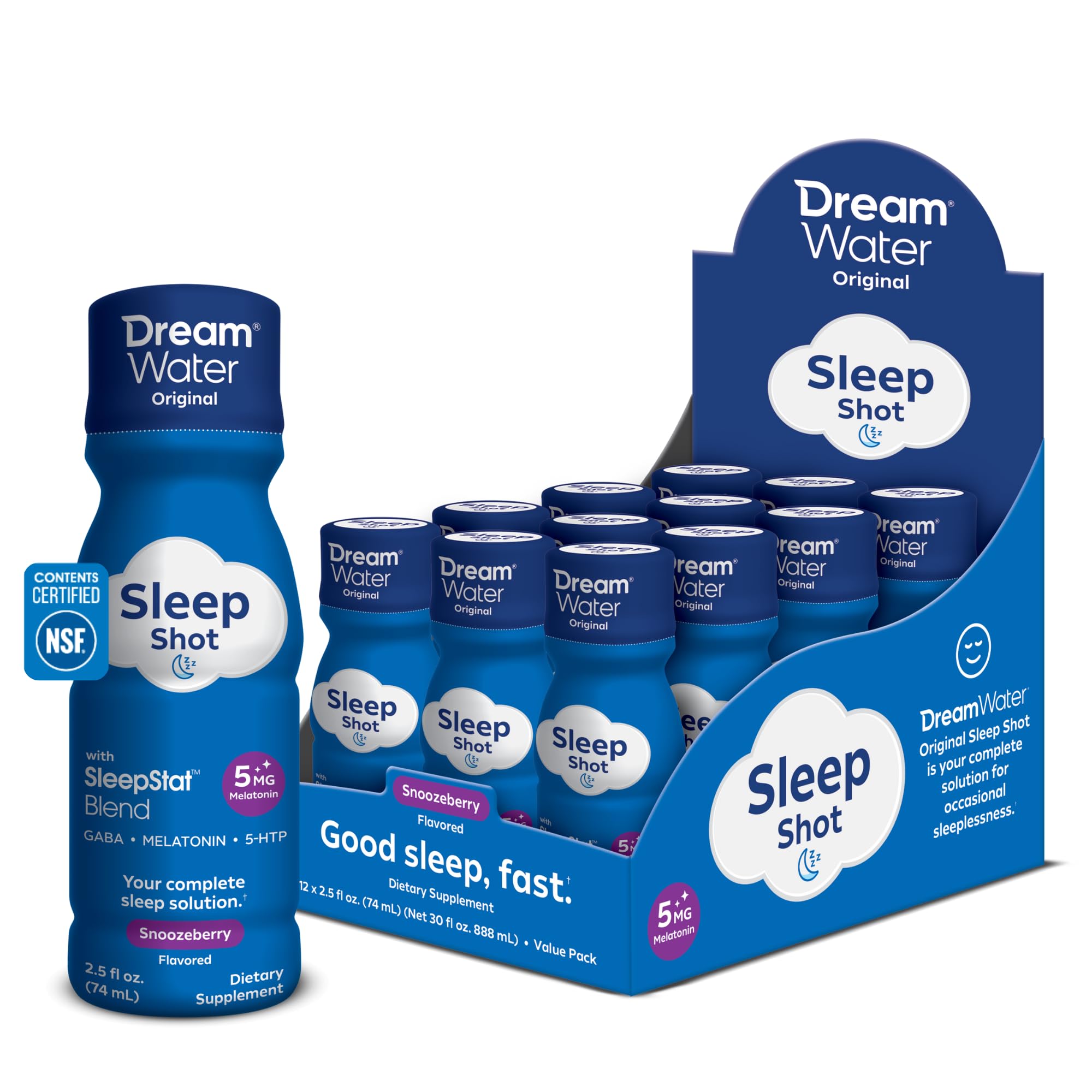 Dream Water Snoozeberry Sleep Aid Supplement 74ml front view