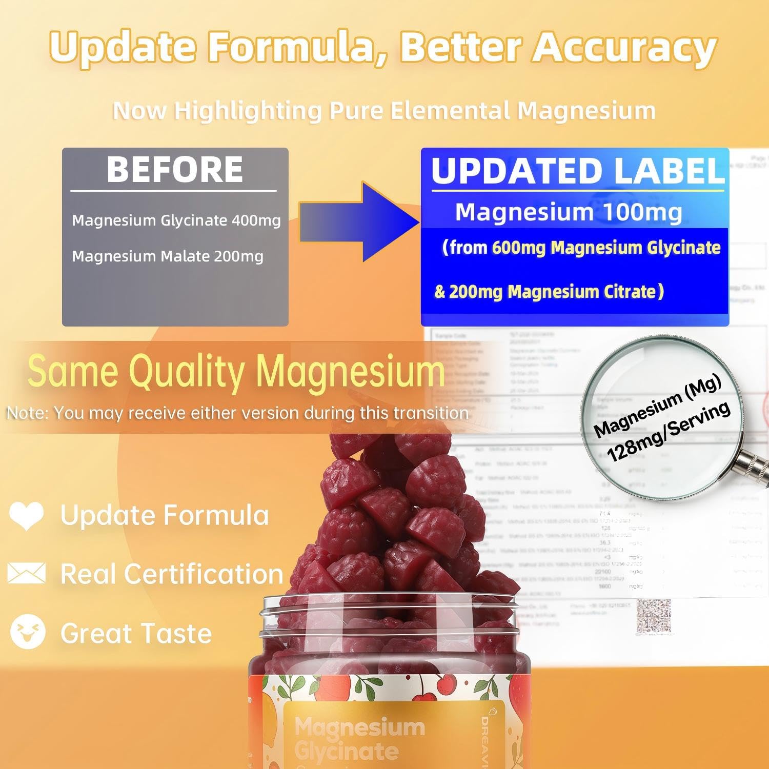DREAVIO Magnesium Glycinate Gummies with fresh cherries