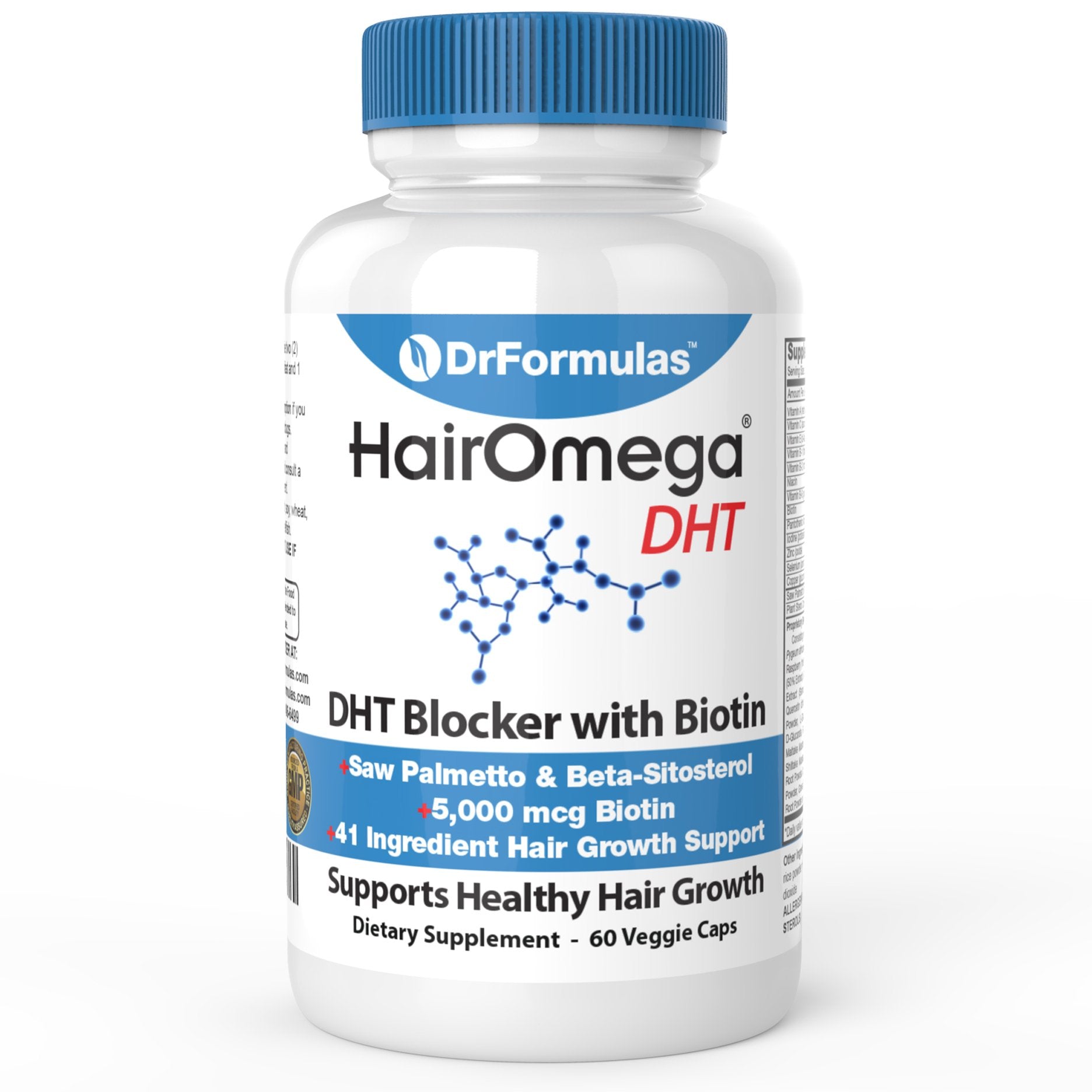 DrFormulas HairOmega DHT Blocker 5000mcg Biotin front view