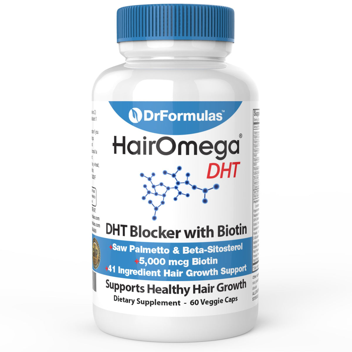 DrFormulas HairOmega DHT Blocker 5000mcg Biotin front view