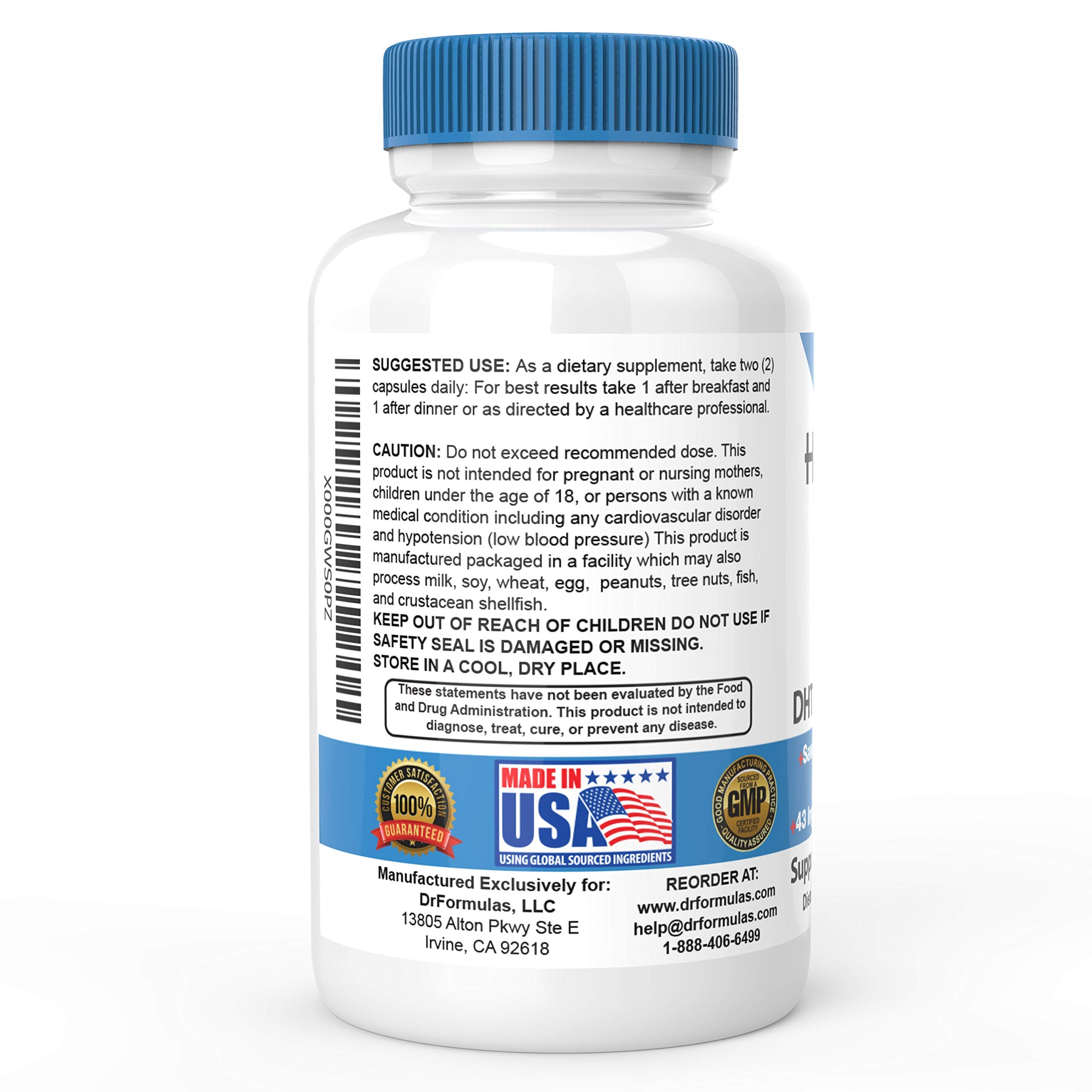 DrFormulas HairOmega DHT Blocker 5000mcg Biotin packaging and label