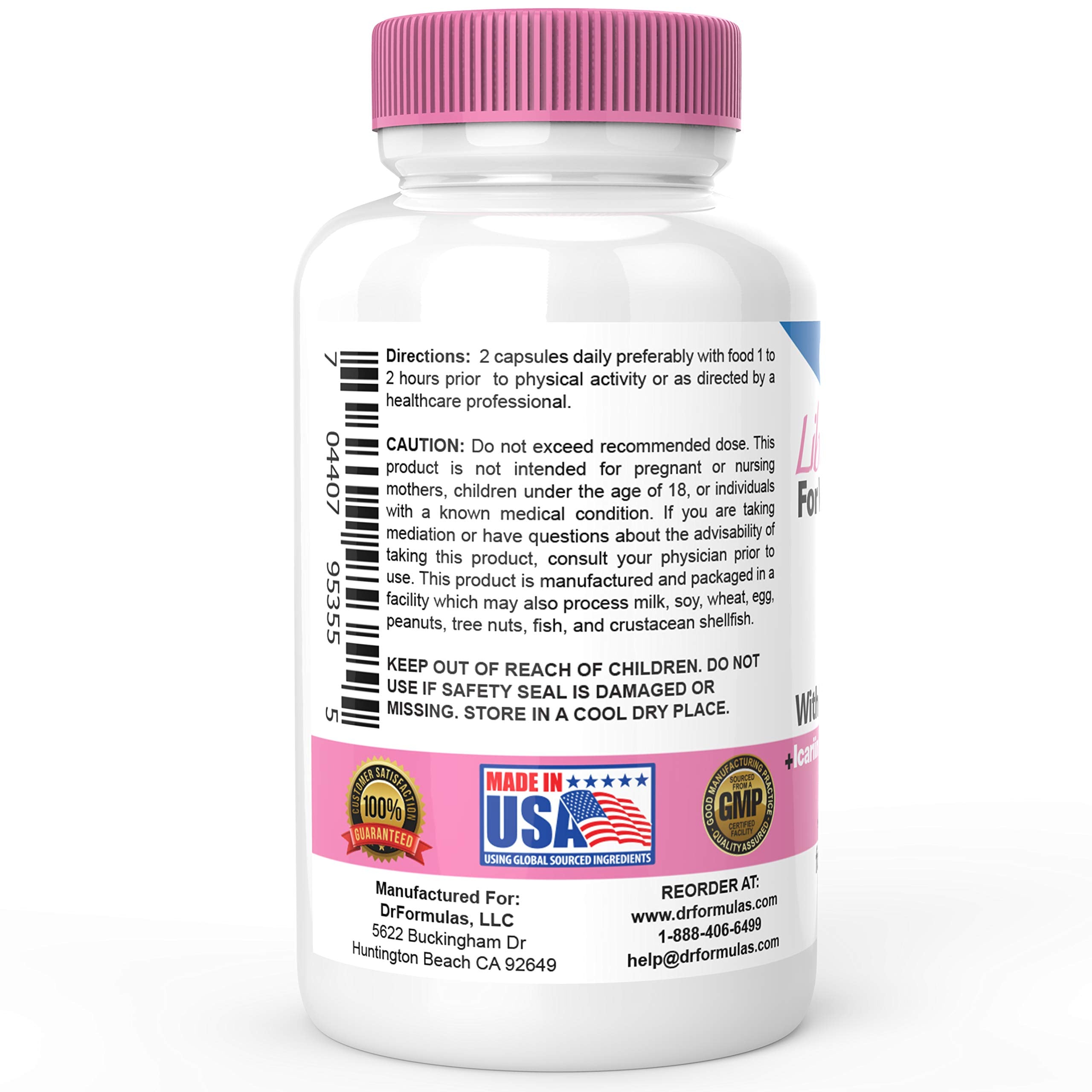DrFormulas Horny Goat Weed Supplement back view with ingredient list