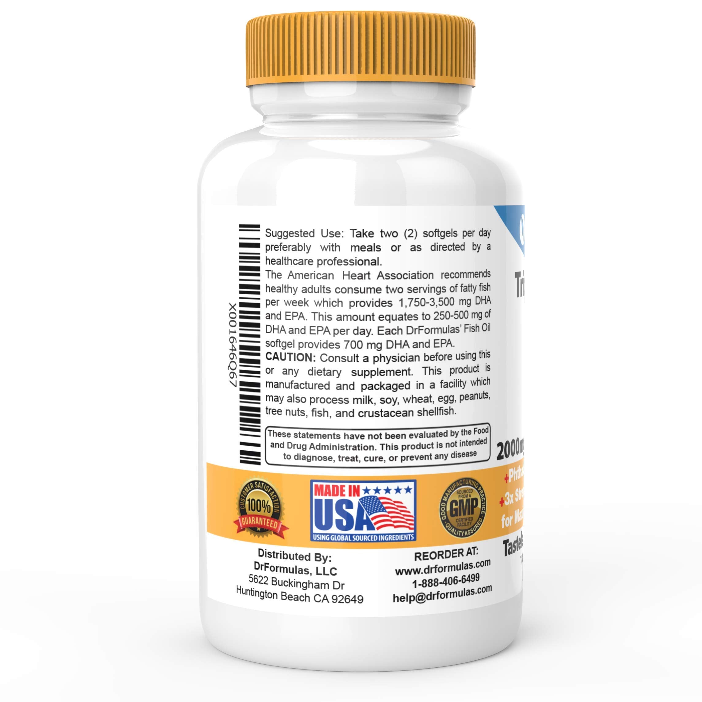DrFormulas Triple Strength Omega 3 Fish Oil 1000mg Softgels packaging