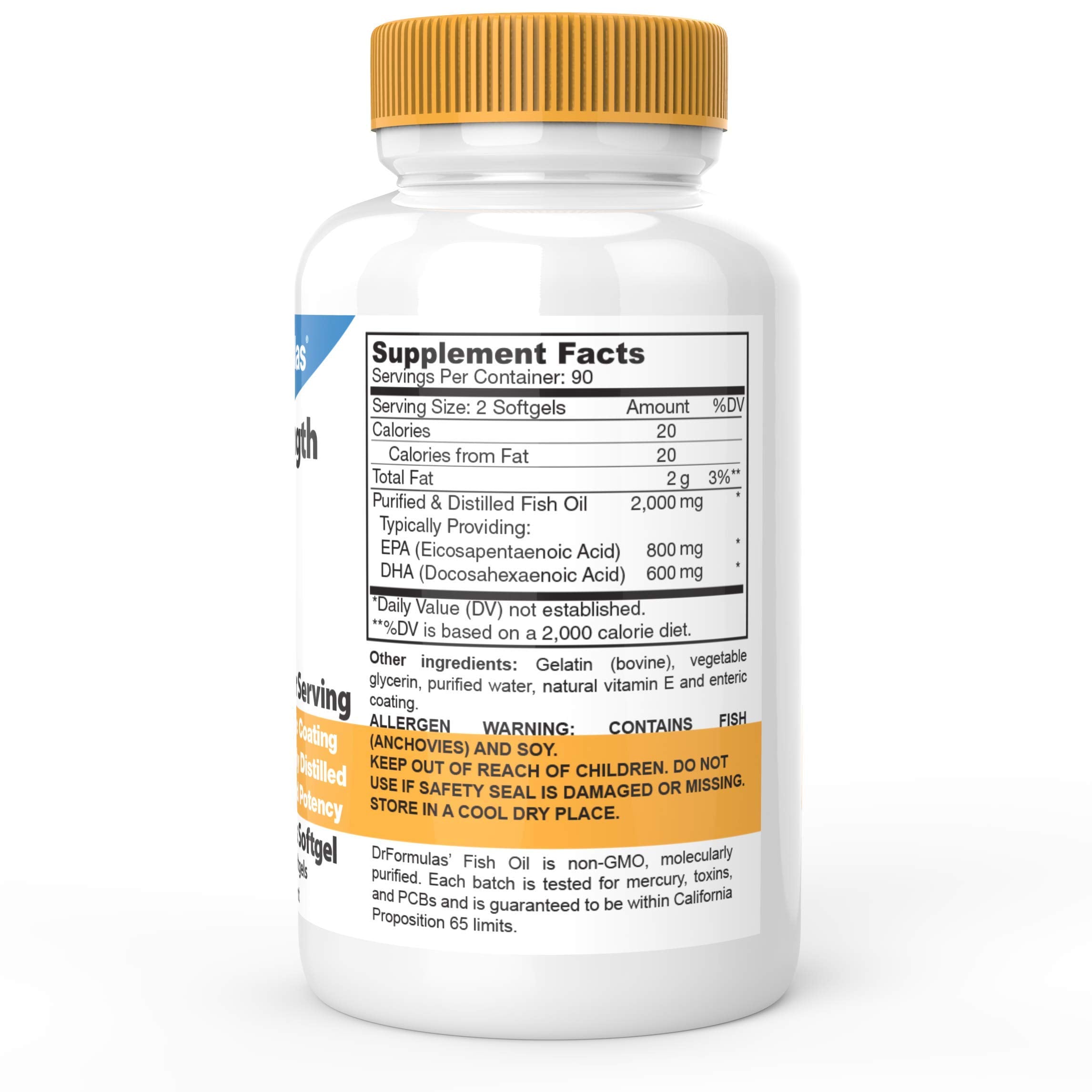DrFormulas Triple Strength Omega 3 Fish Oil 1000mg Softgels side view