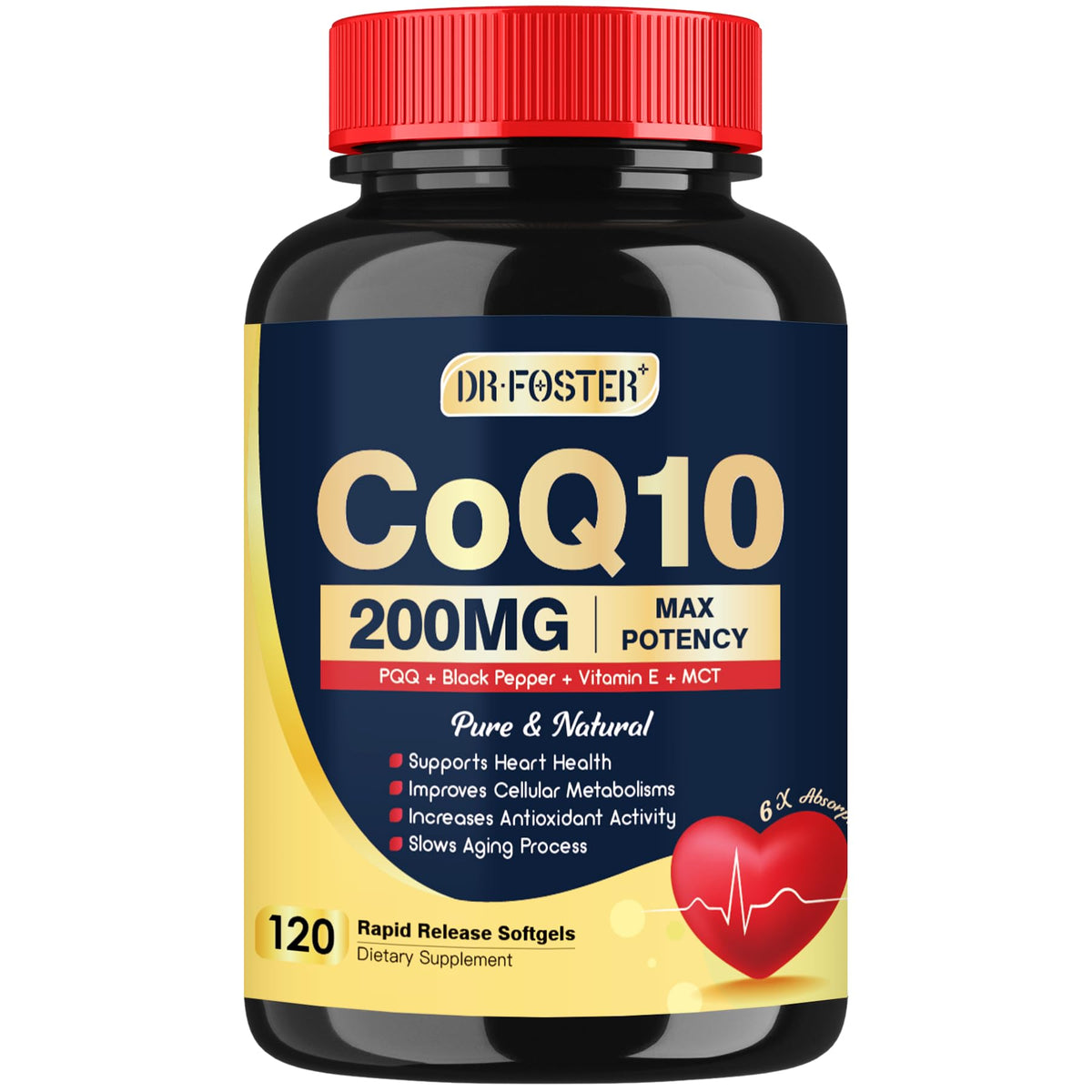 DRFOSTER CoQ10 200mg softgel bottle front view