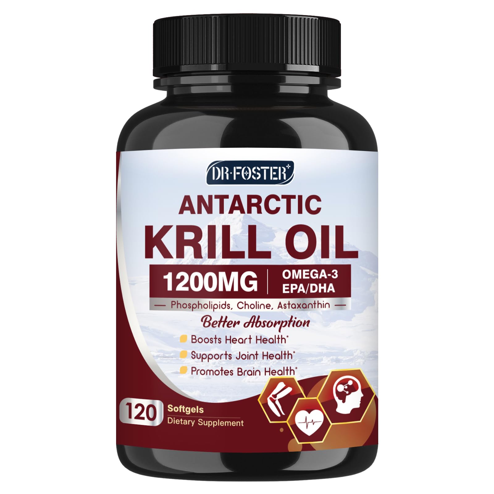 DRFOSTER Krill Oil Supplements 1200 mg front view of packaging