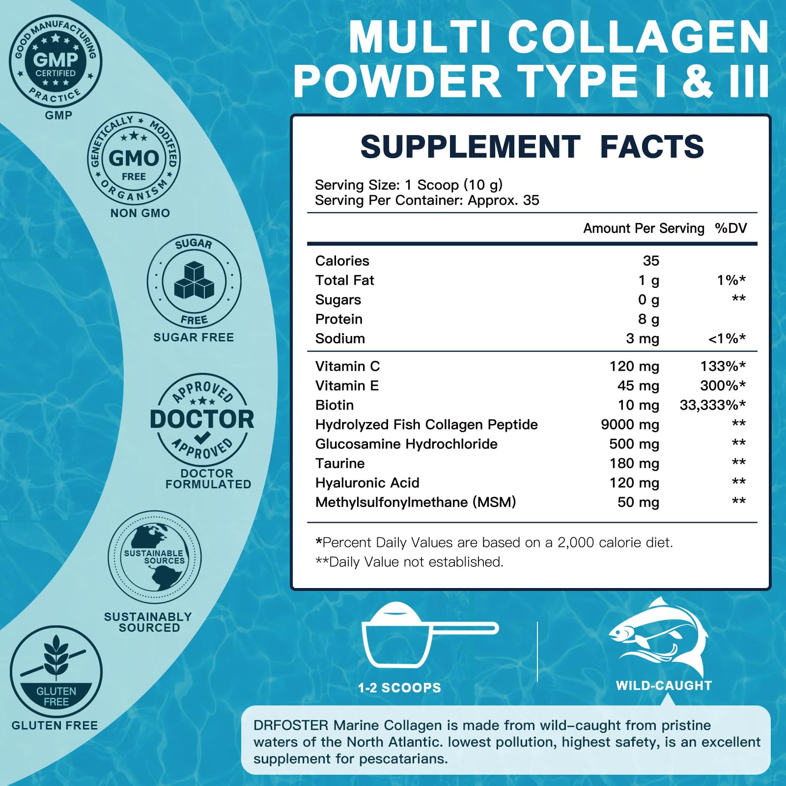 DRFOSTER Marine Collagen Peptides Powder 350g packaging