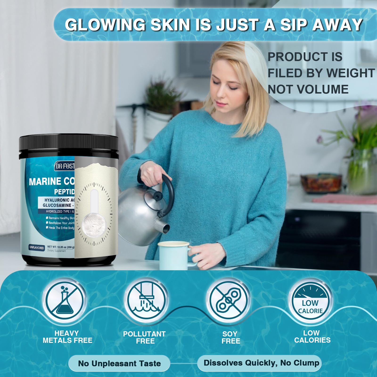 DRFOSTER Marine Collagen Peptides Powder 350g serving suggestion