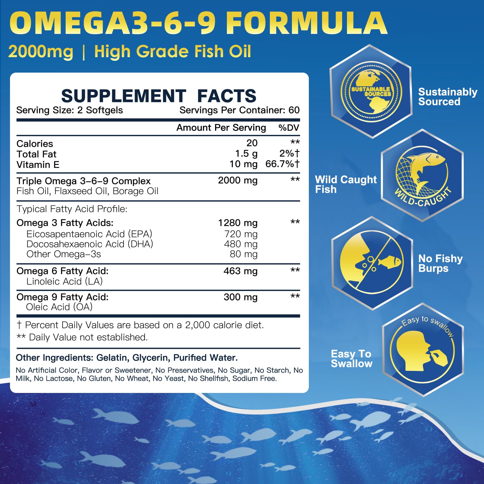 DRFOSTER Omega 3-6-9 Fish Oil Supplement bottle side view