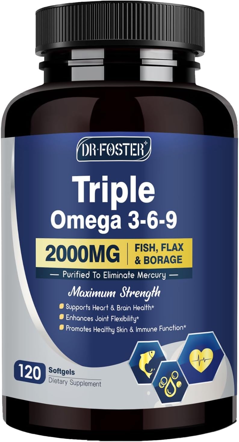 DRFOSTER Omega 3-6-9 Fish Oil Supplement softgel front view